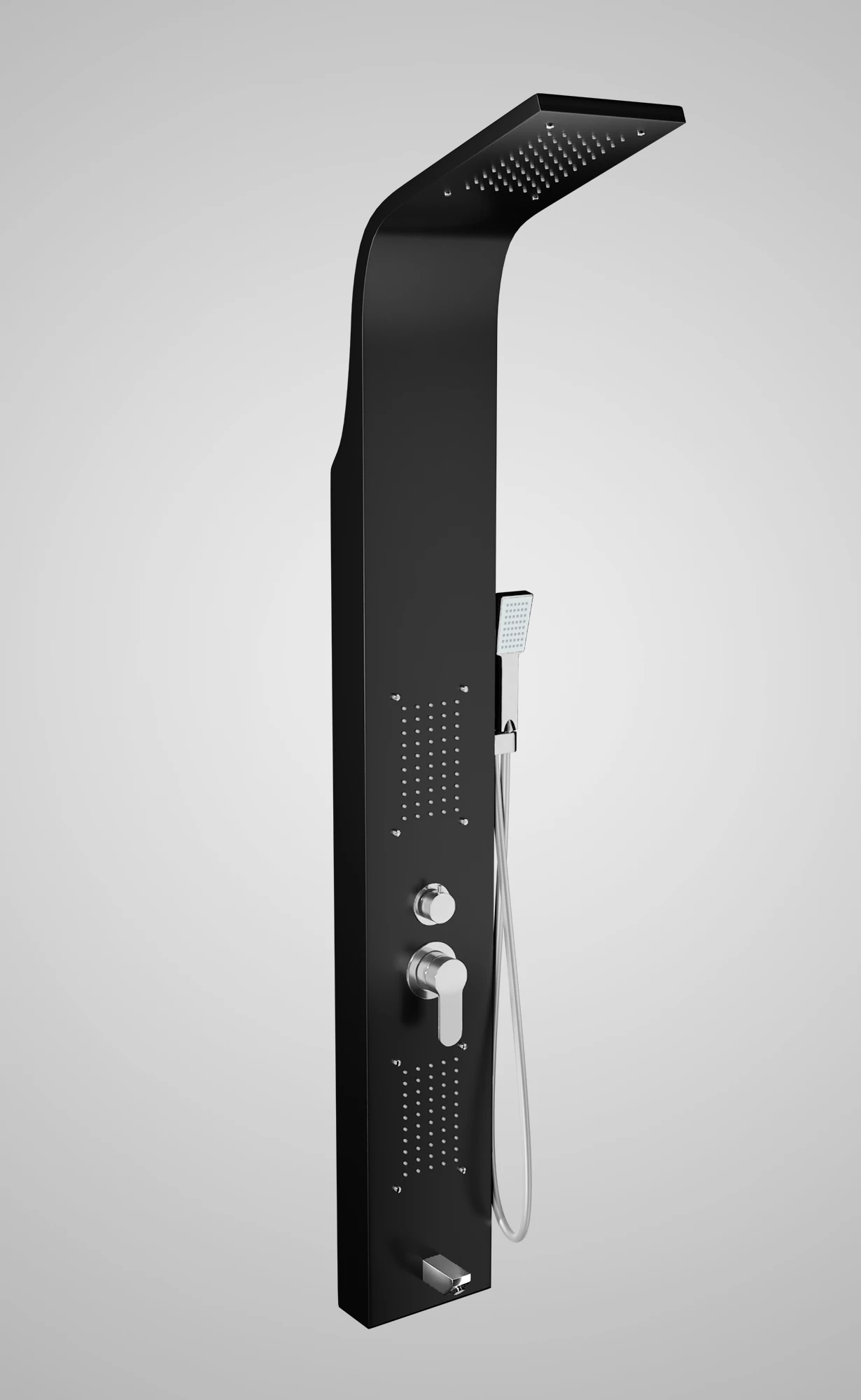 Merin Black zuhanypanel, rozsdamentes acél