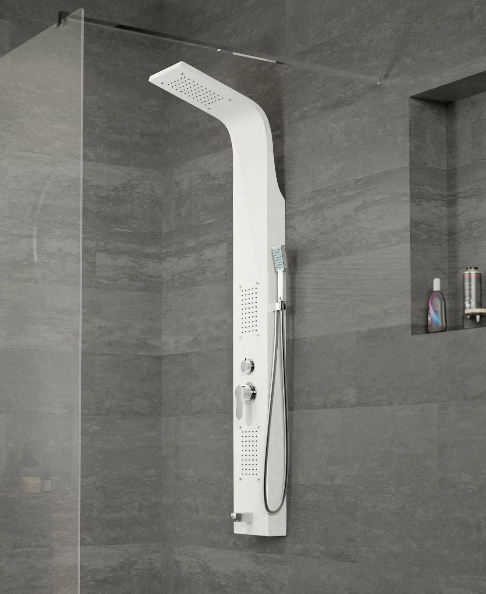 Merin White zuhanypanel, rozsdamentes acél