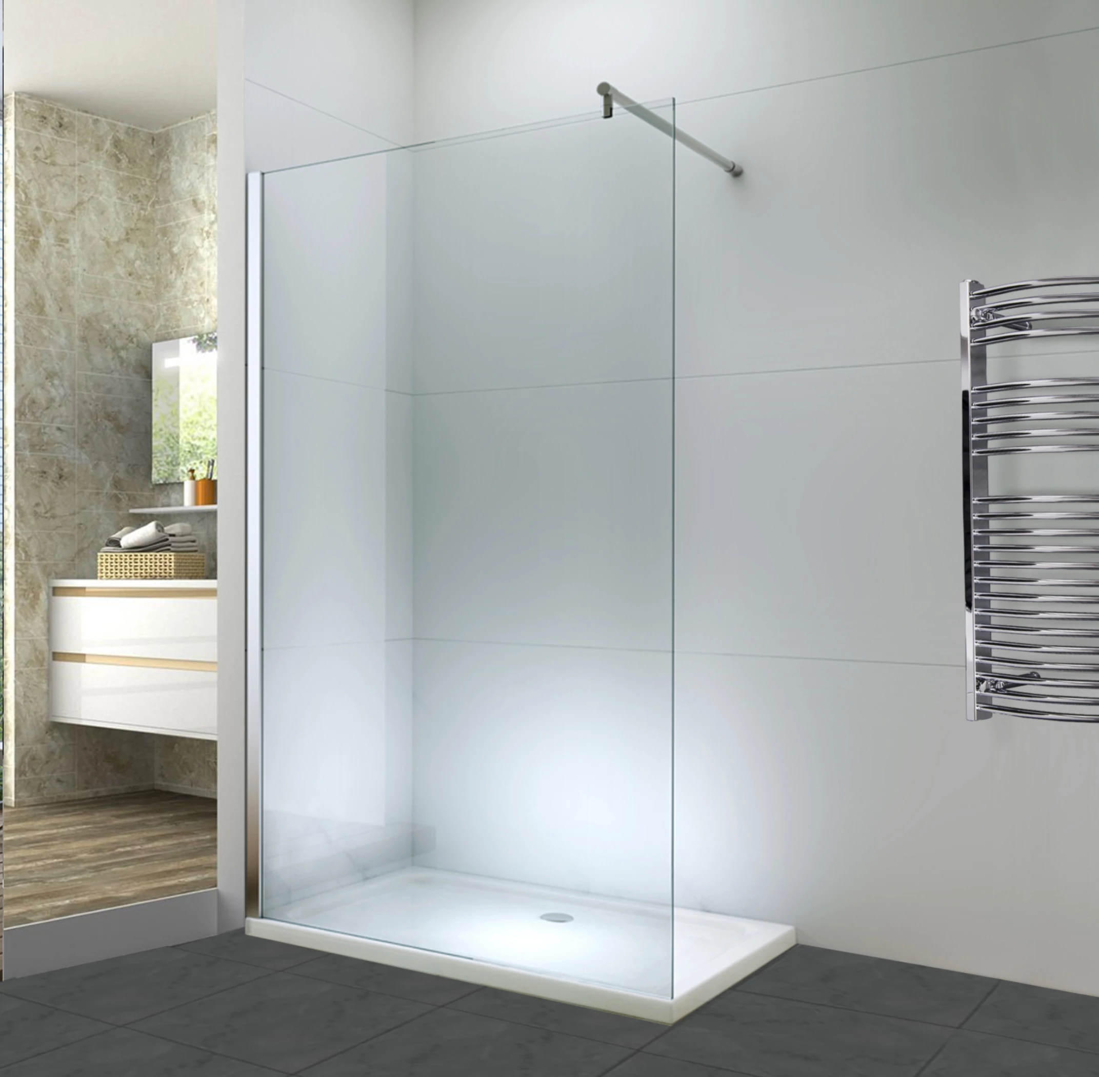 Walk-in zuhanyfal 130, 190cm, 8mm, NANO nélkül
