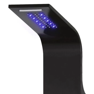 Verona Black termosztátos zuhanypanel, rozsdamentes acél, LED